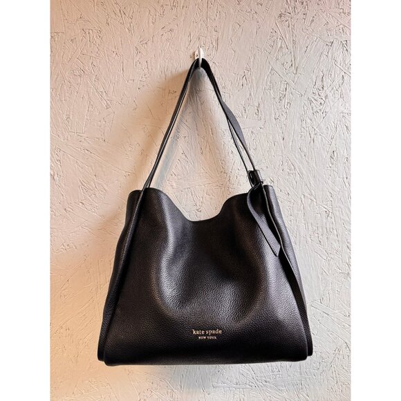 KATE SPADE NY Knott pebbled leather large shoulder bag - Black (Used) - Picture 3 of 16